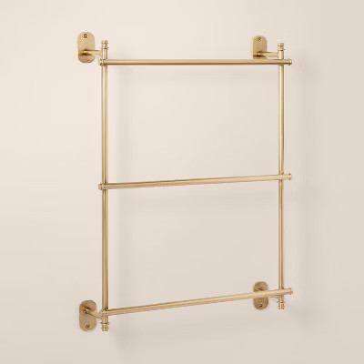 Wall-Mounted Brass Ladder Towel Rack Antique Finish - Hearth & Hand with gallery
