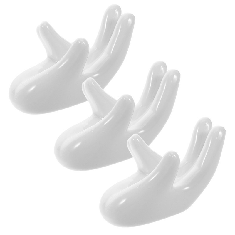 3 Pcs Easter Egg Cups Office Plant Holder Air for Home Ceramic Hand Shape gallery