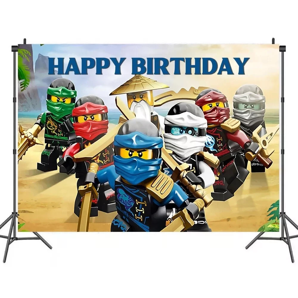 Ninjago Theme Happy Birthday Backdrop 5x3.5ft Birthday Party Decoration gallery