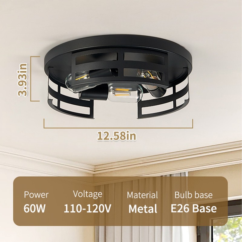 2 Pack 13" Cage Ceiling Light Flush Mount Modern 3-Light Kitchen Hallway Fixture gallery