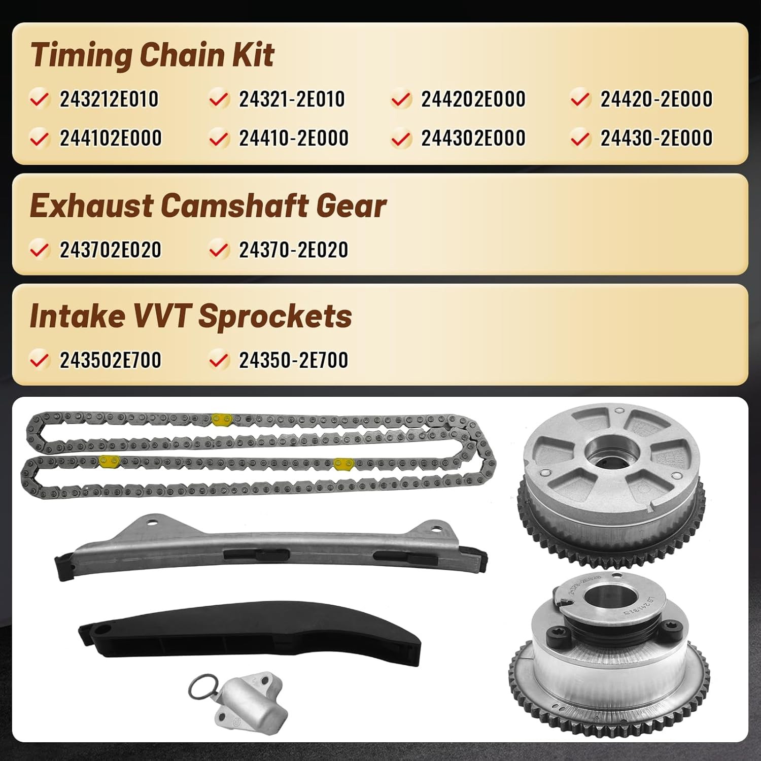 Timing Chain Kit with VVT Sprocket for Hyundai Elantra Kona gallery