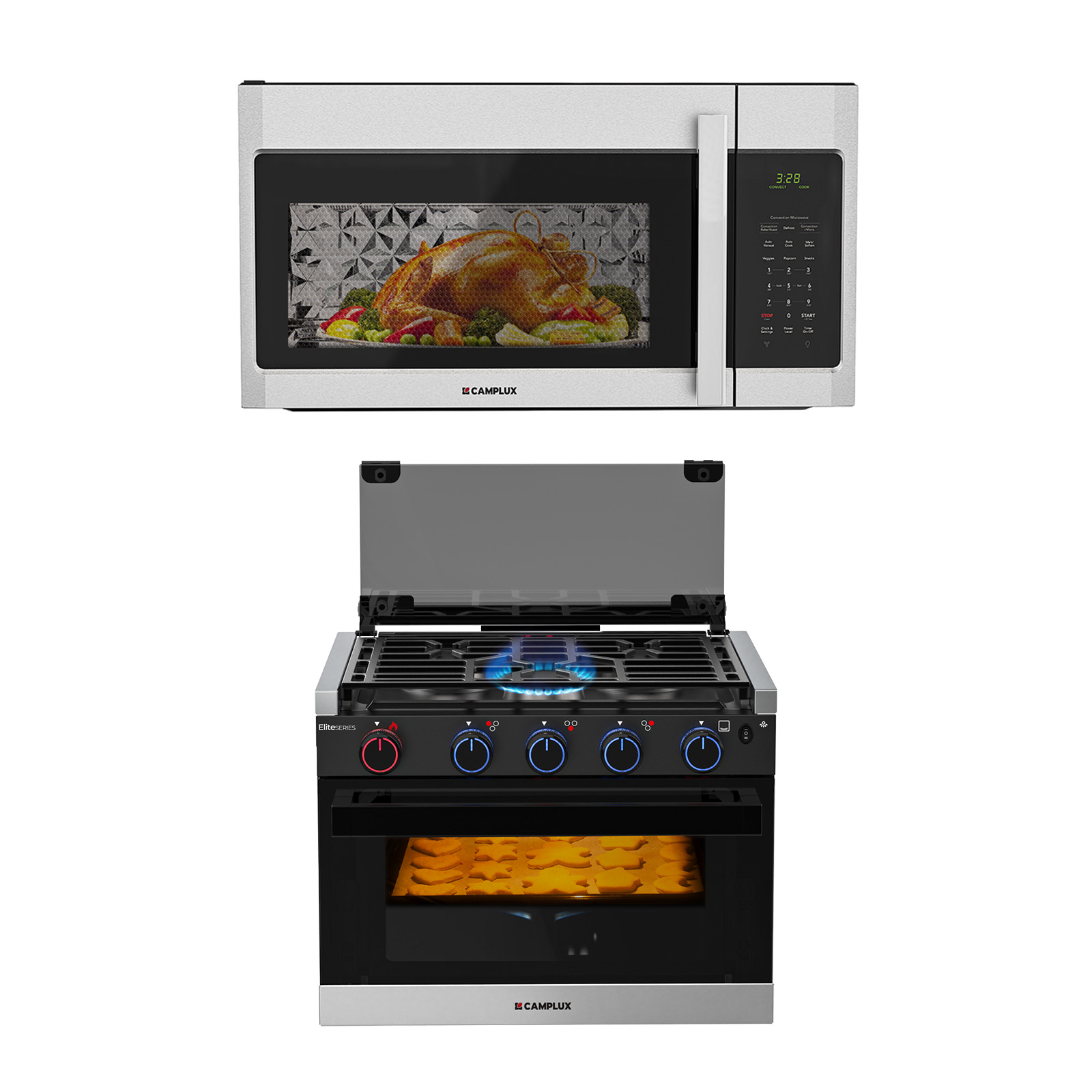 Matte Black 17" RV Range Oven Propane & 30in OTR Microwave Vent Camper Upgrade gallery