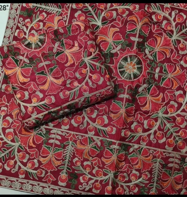 Pakistani Aari Work Floor Cushion Cover Full Embroidered Silk Base Cushion Cover gallery