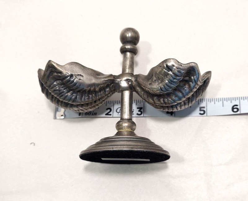 Pottery Barn Double Open Salt Pepper Clam Shell Cellar Aluminum Pewter Coaster gallery