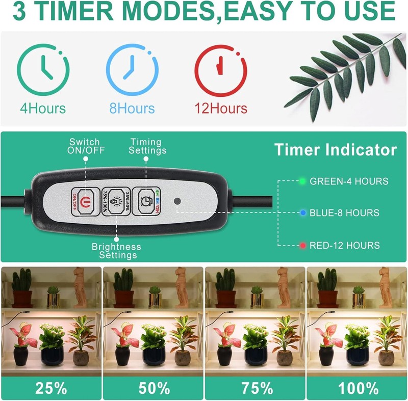LED Plant Grow Light with Timer 2 Lights LED Grow Light Full Spectrum for Indoor gallery