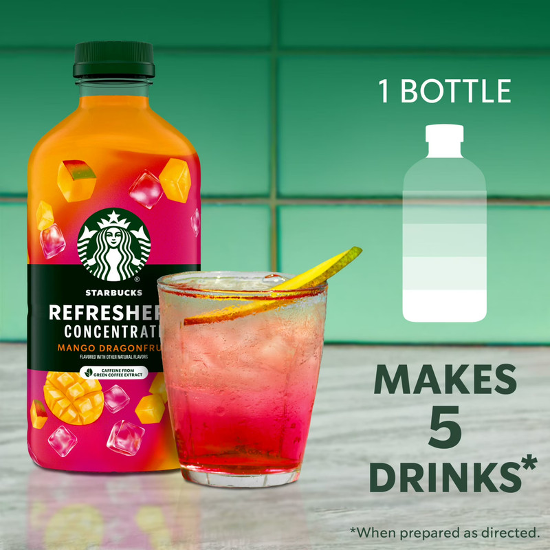 Starbucks Refreshers Concentrate Mango Dragonfruit,Refreshing Drink,32 fl oz. gallery