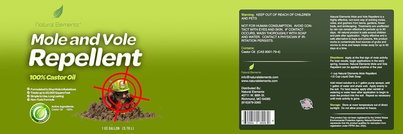 Natural Elements Mole and Vole Repellent 100% Castor Oil Pet Safe 1 Gallon gallery