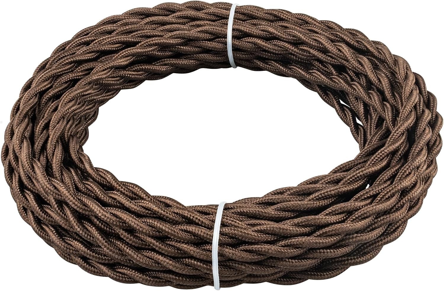 32.8ft 18/2 Cloth Covered Electrical Wire Brown Vintage Style 18-Gauge Twisted gallery