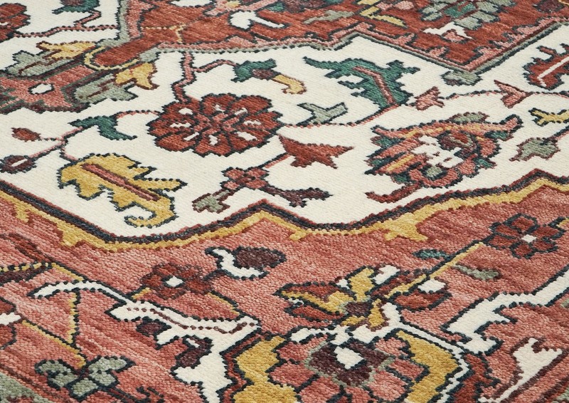 9'11''x13'11'' Hand Knotted Wool Rust, Ivory Oushak Tabrizz Rug gallery