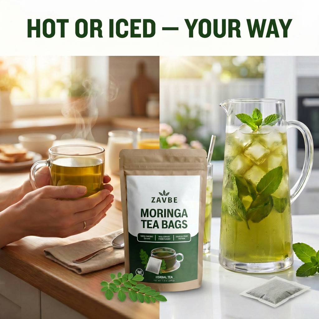 100 Moringa Tea Bags – Pure Moringa Herbal Tea | Caffeine-Free Non-GMO - ZAVBE gallery