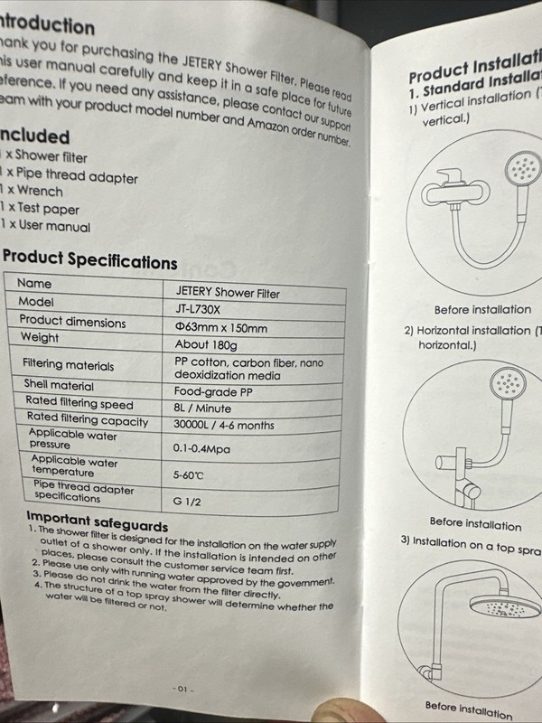 Shower Water Filter JETERY Filtration Filtered up to 99% Chlorine 8000 Gallons gallery
