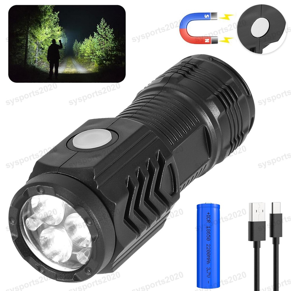 Mini Rechargeable LED Tactical Work Light Magnetic Base Bright Torch Penlight US