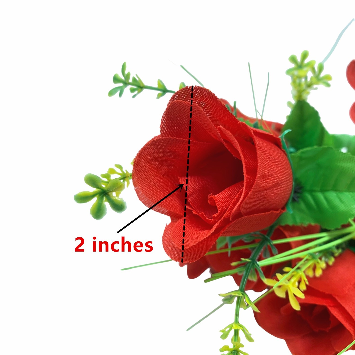 12 Red Rose Buds, Artificial Silk Flowers, Wedding Bouquets, Home, Faux Roses gallery