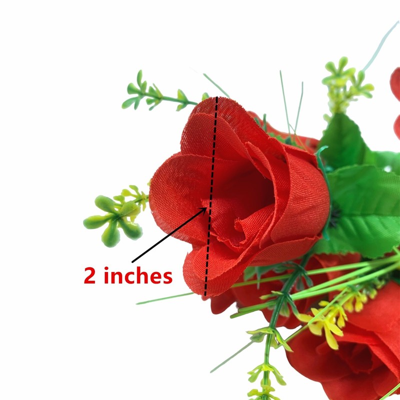 12 Red Rose Buds, Artificial Silk Flowers, Wedding Bouquets, Home, Faux Roses gallery