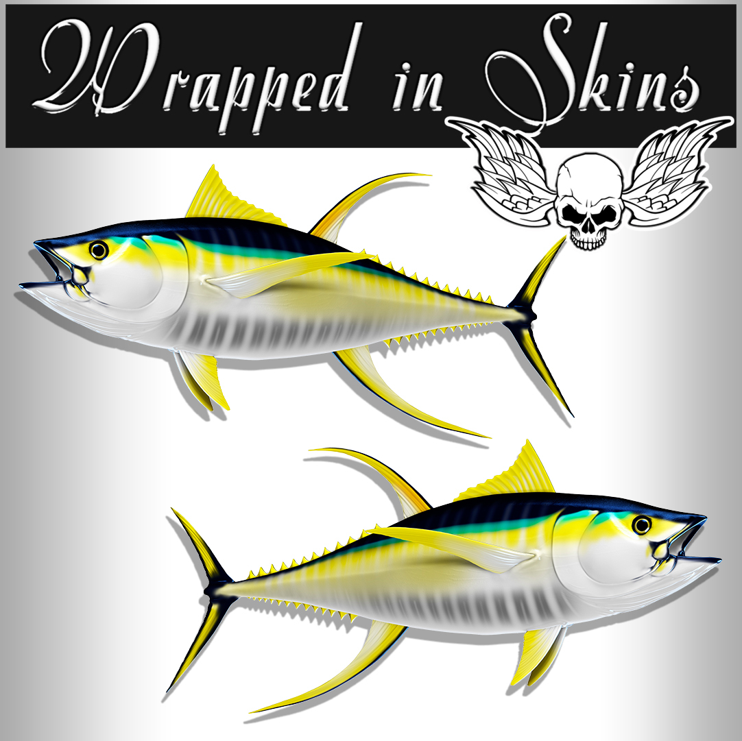 Yellowfin Tuna Decals Fish Stickers Set of 2 Vinyl Stickers #116 gallery