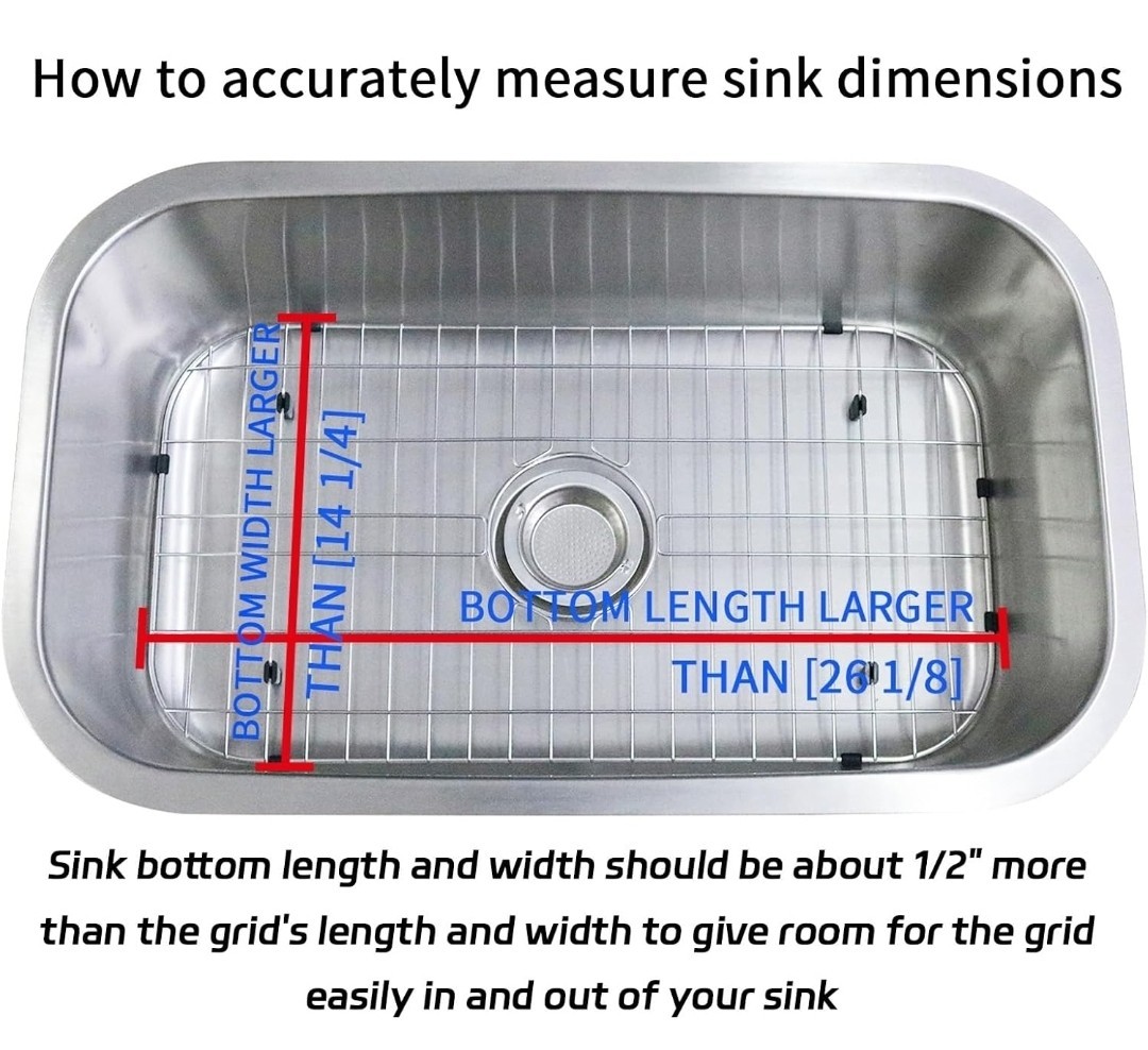 Kitchen Sink Grid 26x14 Center Drain Stainless Steel Protector Rack 26-1/8" gallery