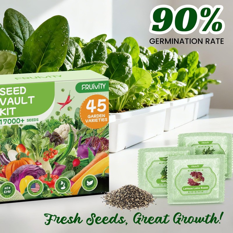 Fruivity 45 Vegetable Seeds Variety Pack - 17,000+ Non-GMO Heirloom for Plant... gallery