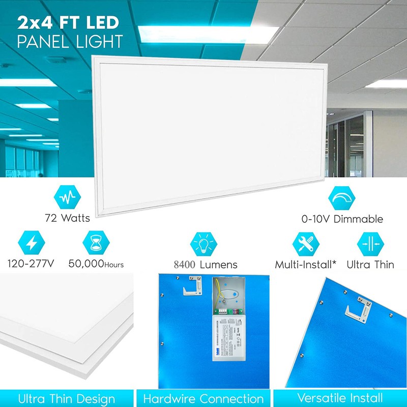 2x4 Ft LED Panel Light Drop Ceiling Flat 5000K Daylight Recessed Troffer Fixture gallery