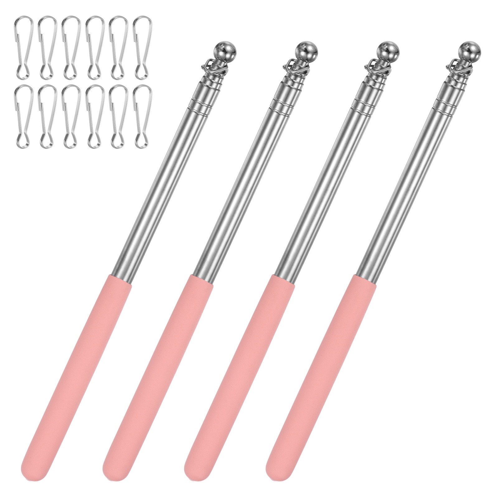 4-Pack 3.94Ft/1.2M Telescopic Flag Pole with Clips Pink gallery