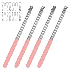 4-Pack 3.94Ft/1.2M Telescopic Flag Pole with Clips Pink