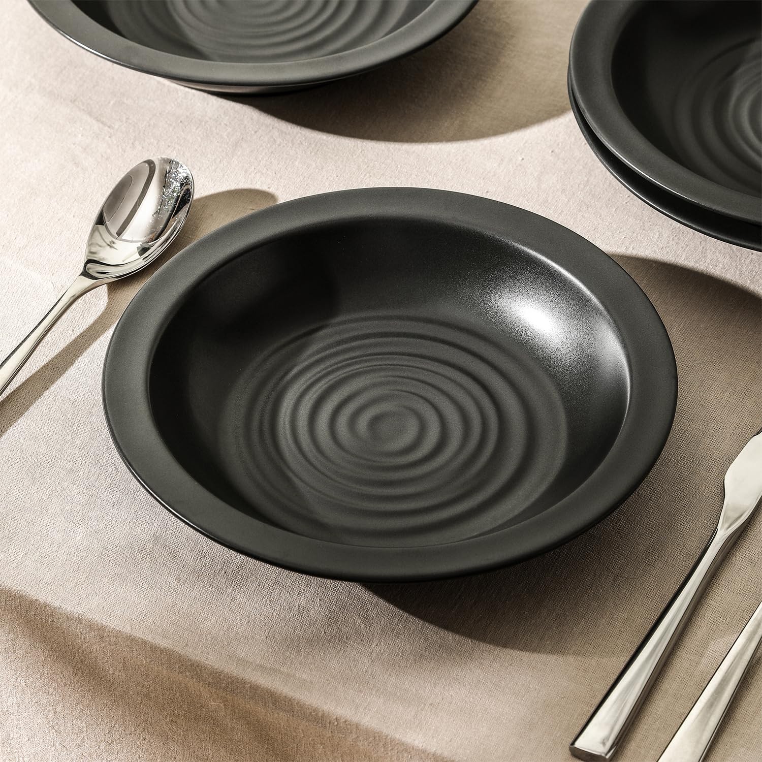 Stone Lain Orbit 4-Piece Pasta Bowl Set Stoneware Charcoal gallery