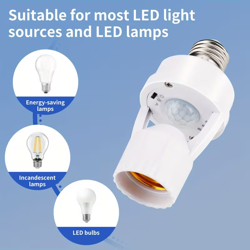 5Pcs Infrared Motion Sensor Socket E26/E27 LED Light Bulb Holder Adapter gallery