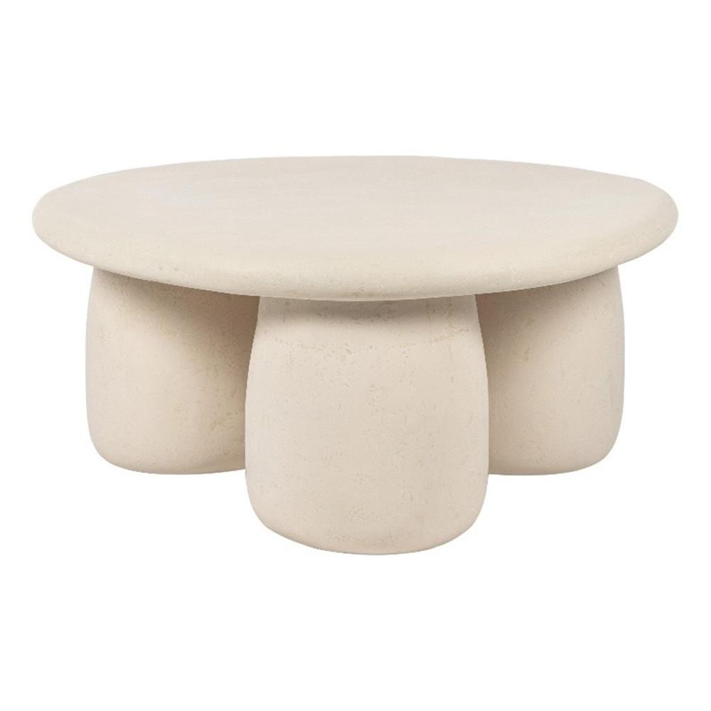 Pemberly Row Contemporary Cream Round Coffee Table - 33.9"W x 33.9"D x 15.7"H gallery
