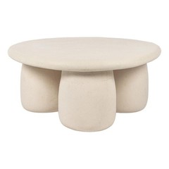 Pemberly Row Contemporary Cream Round Coffee Table – 33.9″W x 33.9″D x 15.7″H