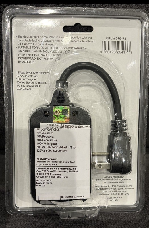 Merry Brite Outdoor Mechanical Timer, 2-8 hours or Dusk-Dawn, Single Outlet *New gallery