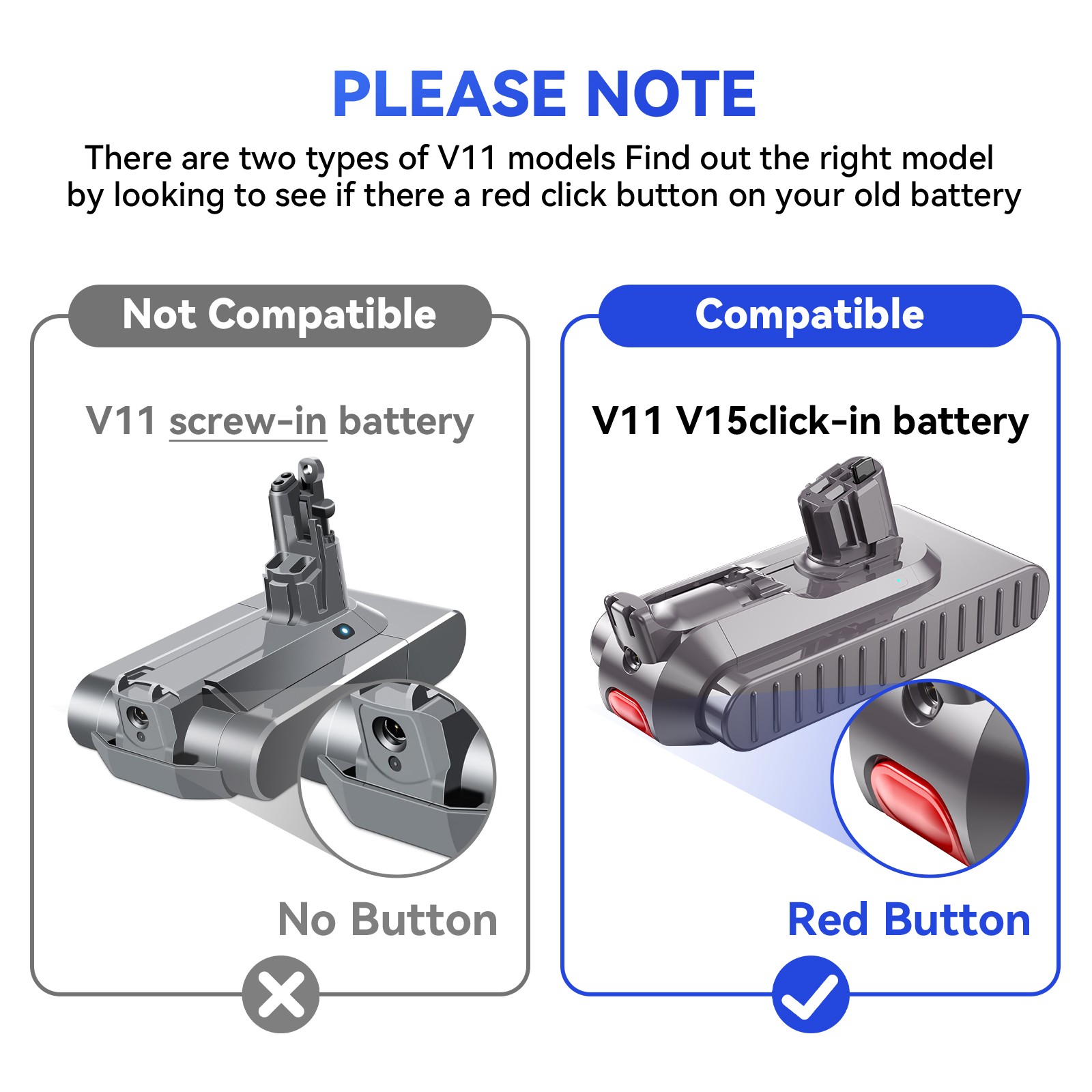 V11 Button Click in Battery For Dyson V11 SV15 SV16 970425-01 Battery gallery