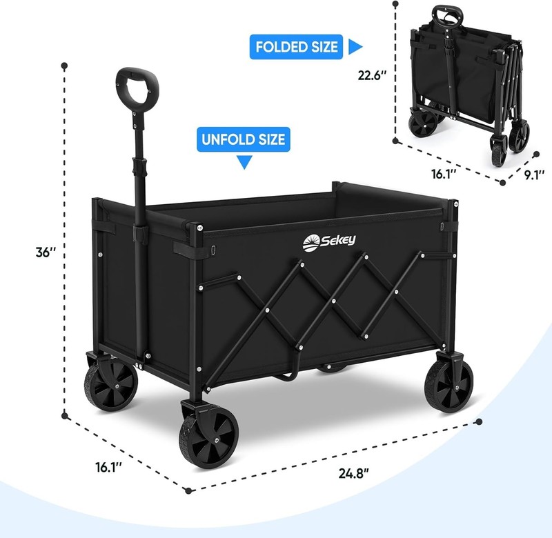 Sekey Collapsible Utility Wagon Lightweight Foldable Cart 220lbs Fast US Shiping gallery