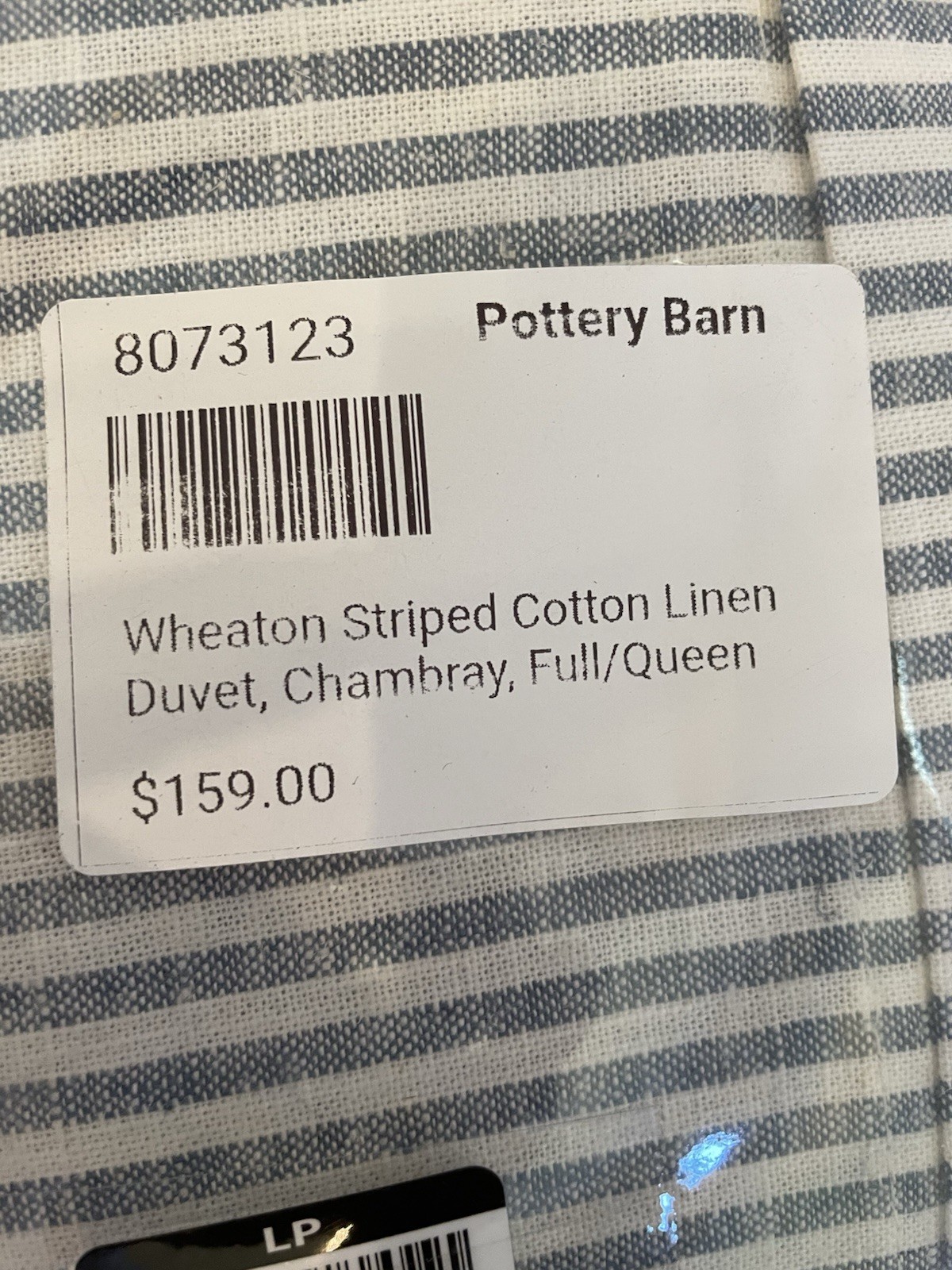 Pottery Barn Wheaton Striped Linen/Cotton Duvet Cover Full/queen ~ Chambray gallery