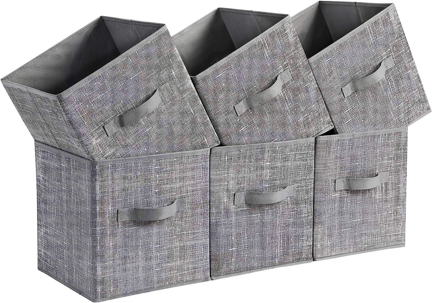 SONGMICS Storage Cubes 6 Pack – 11 Inch Foldable Fabric Closet Bins Gray gallery
