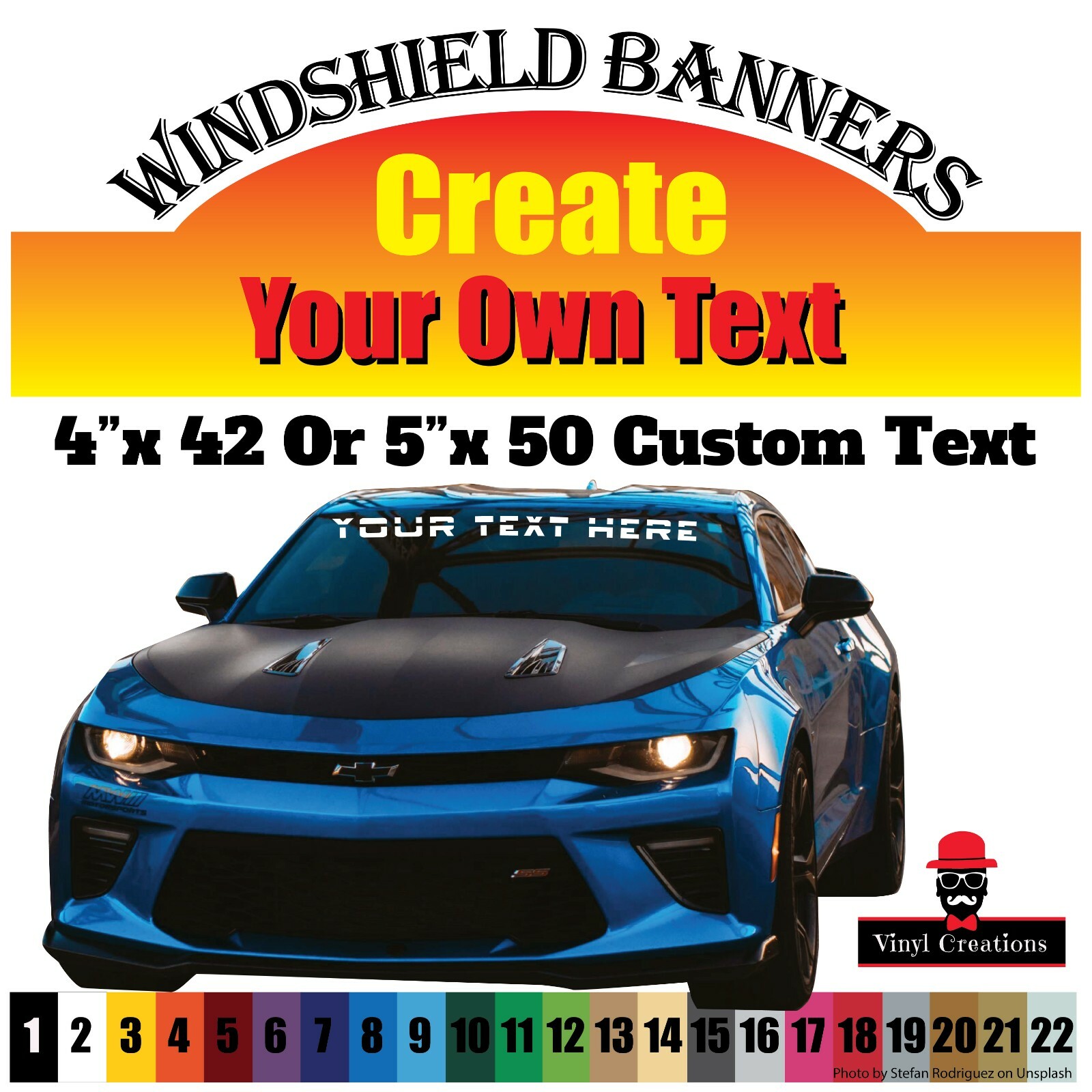 4" 5" Custom Decal Vinyl Text -Lettering Custom windshield Banner Car truck gallery