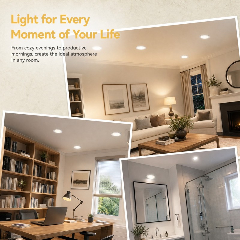 12 Pack 6 Inch 5CCT LED Recessed Ceiling Dimmable Panel Light with Junction Box gallery