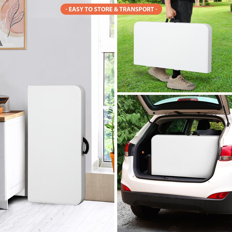 3ft Bi-Folding Table Plastic Dining Card Camping Table for BBQ Party Outdoor gallery