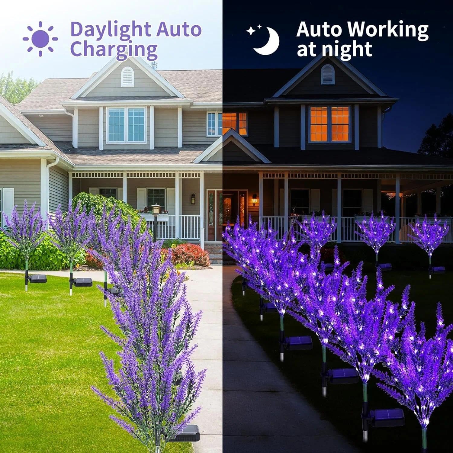 2 Pack Lavender Solar Garden Lights – Outdoor Waterproof Solar Flowers with ,... gallery