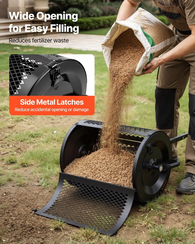 VEVOR Compost Spreader Peat Moss Spreader 16.5" with T-Shaped Handle for Yard gallery