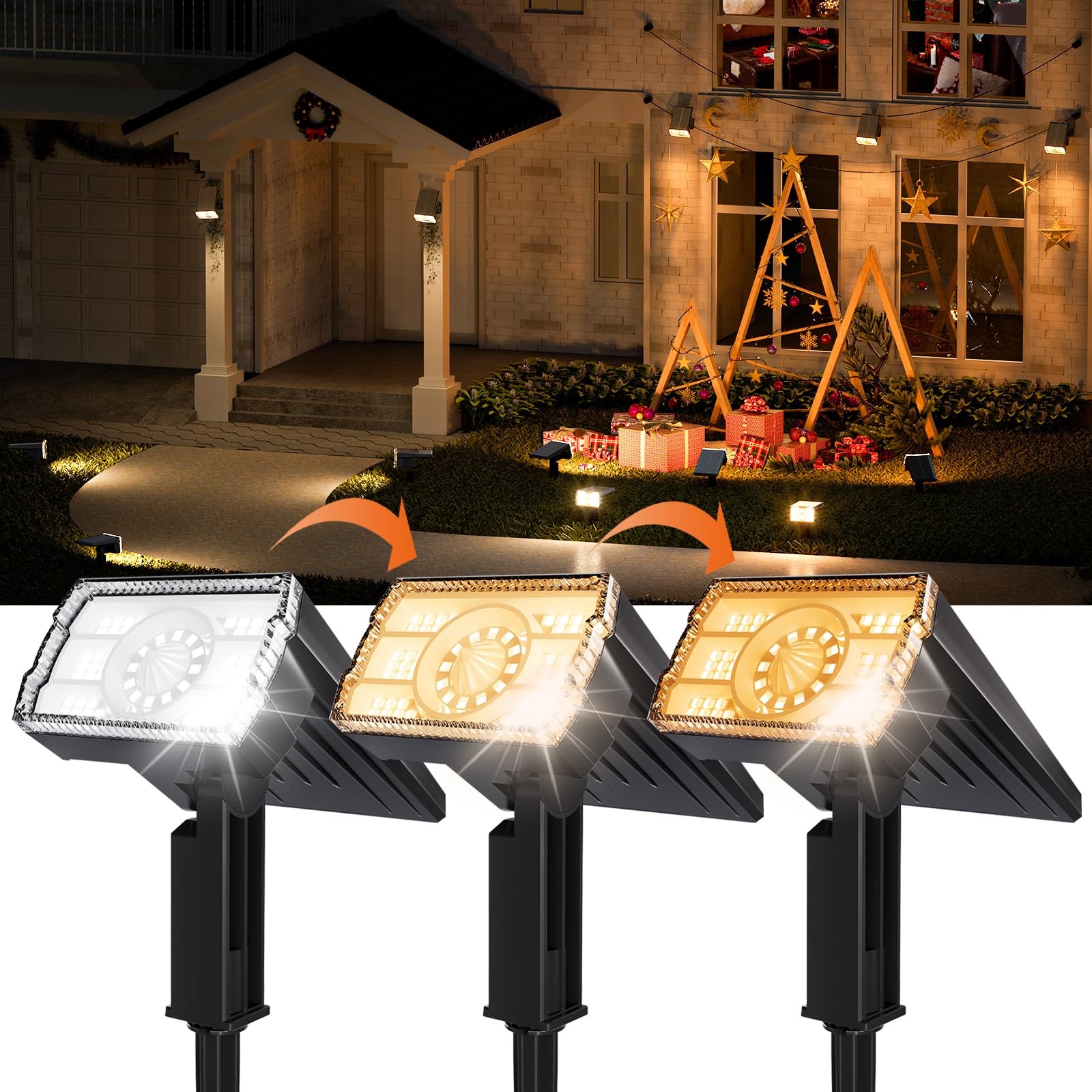 1 Pack Solar Spotlights Outdoor Waterproof IP67,Adjustable Wall&Ground Solar ... gallery