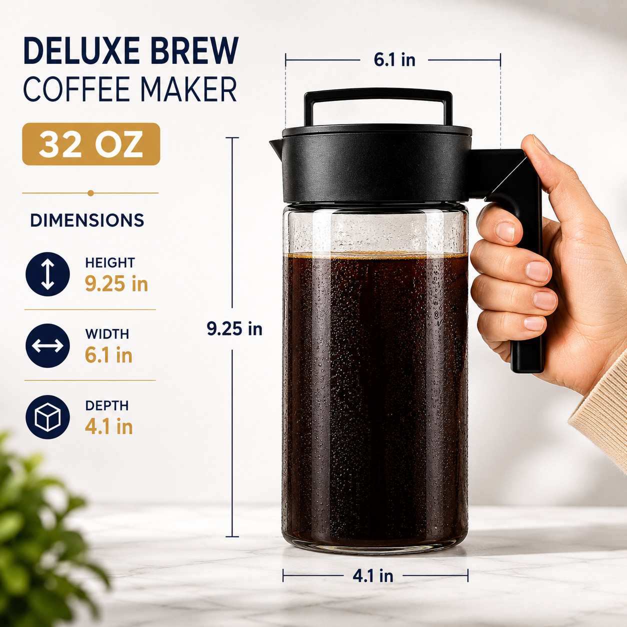 Deluxe Cold Brew Coffee Maker Airtight Pitcher with Spout & Handle, BPA-Free gallery