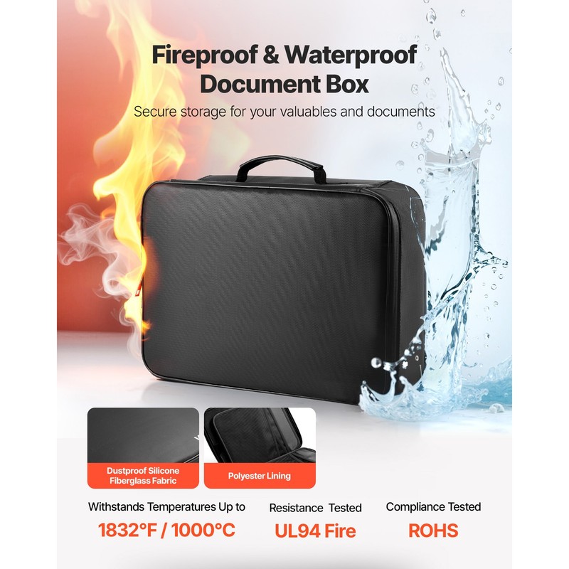 Uimoso Fireproof Document Storage Box 1832℉ Multi-Layer File Organizer with Lock gallery