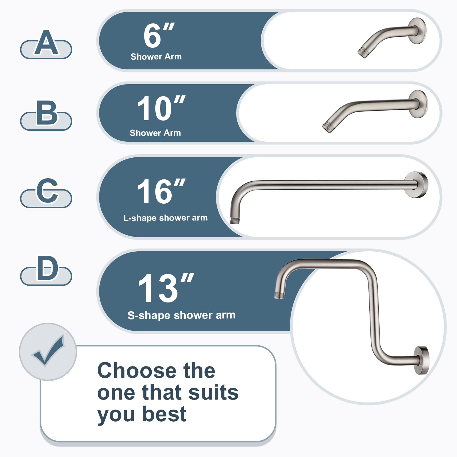 BRIGHT SHOWERS 13 Inch Shower Head Extension Arm with Flange S Shaped High gallery
