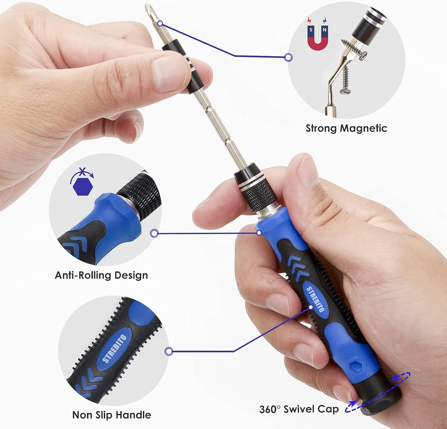STREBITO Precision Screwdriver Set, 79 in 1 Screwdriver Kit with 58 Bits & Anti gallery