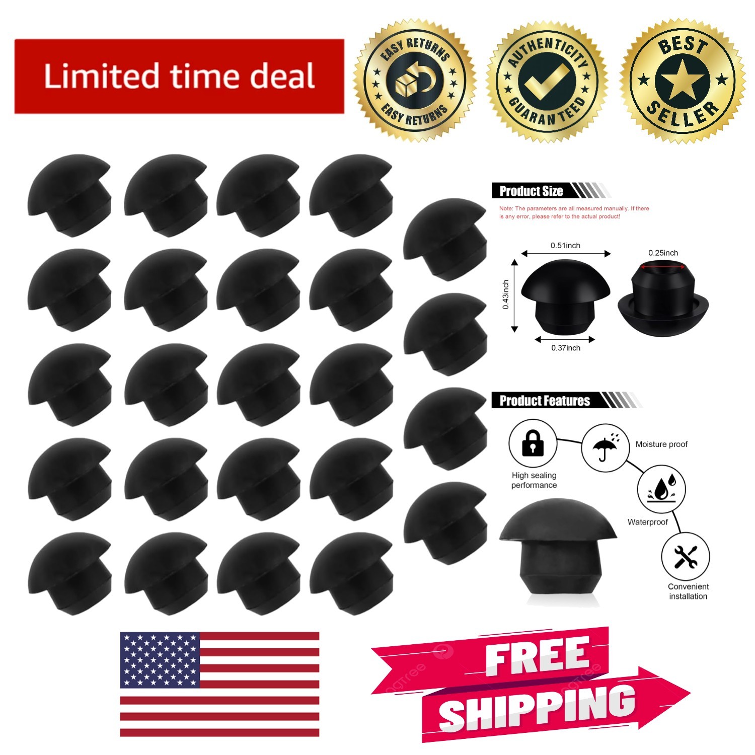 High-Quality Rubber Hydraulic Filler Bung - 24pcs for Seamless Oil Protection gallery