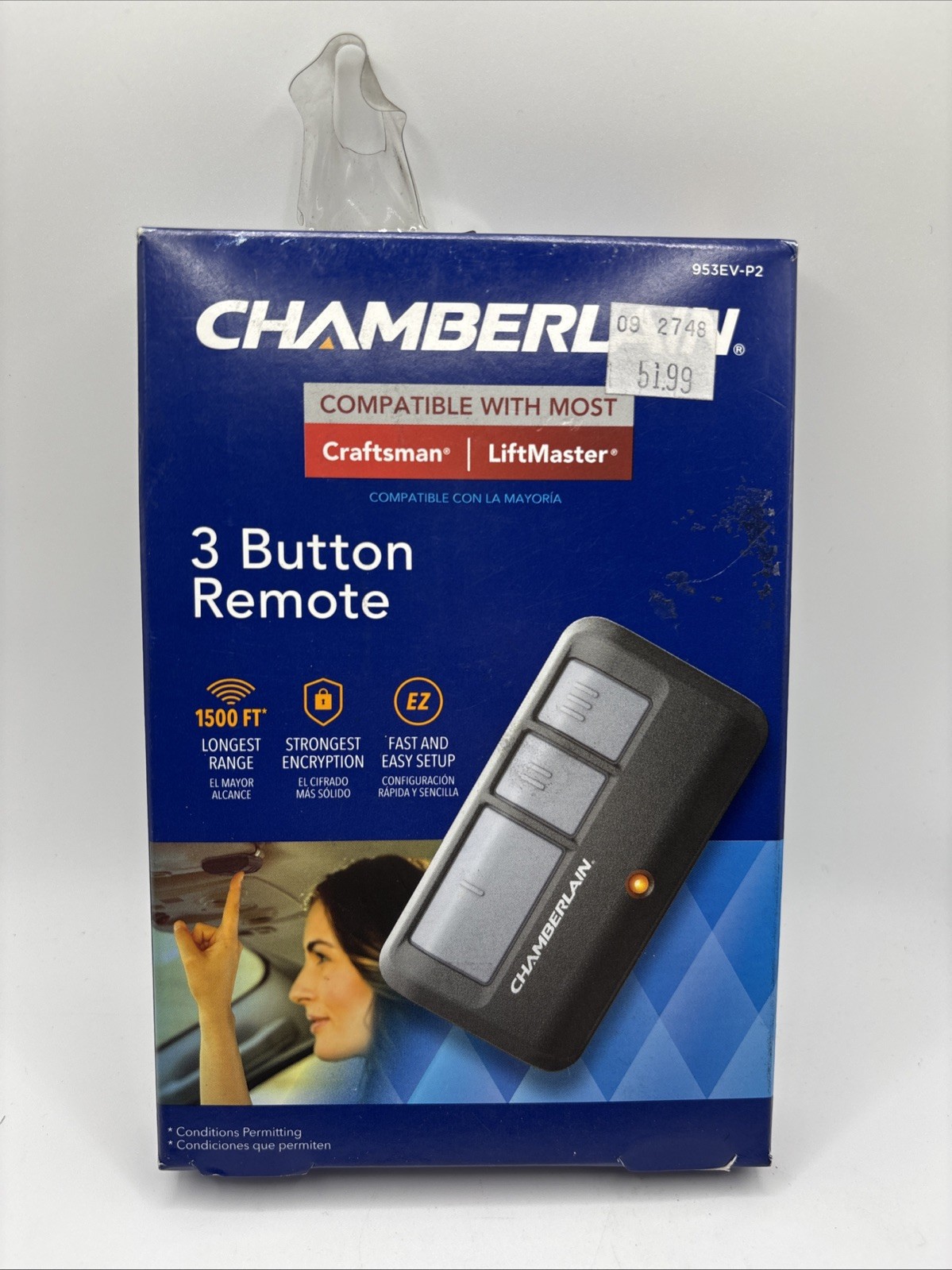 Chamberlain 953EV-P2 3 Button Garage Door Remote Black New gallery