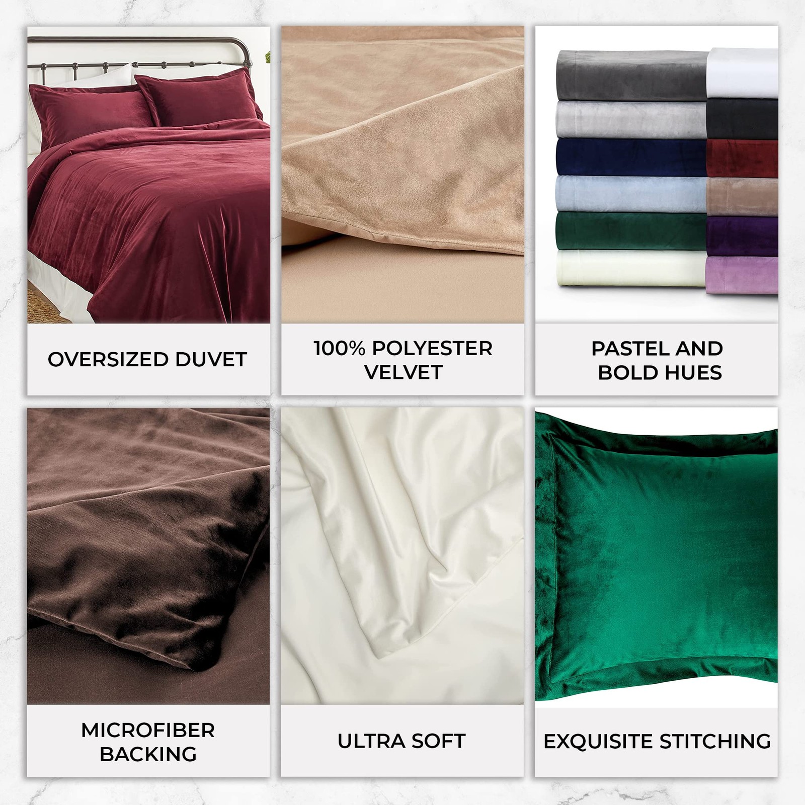 Velvet Duvet Cover Oversized 3 Piece Set with 2 Shams, 260-GSM King Navy Blue gallery