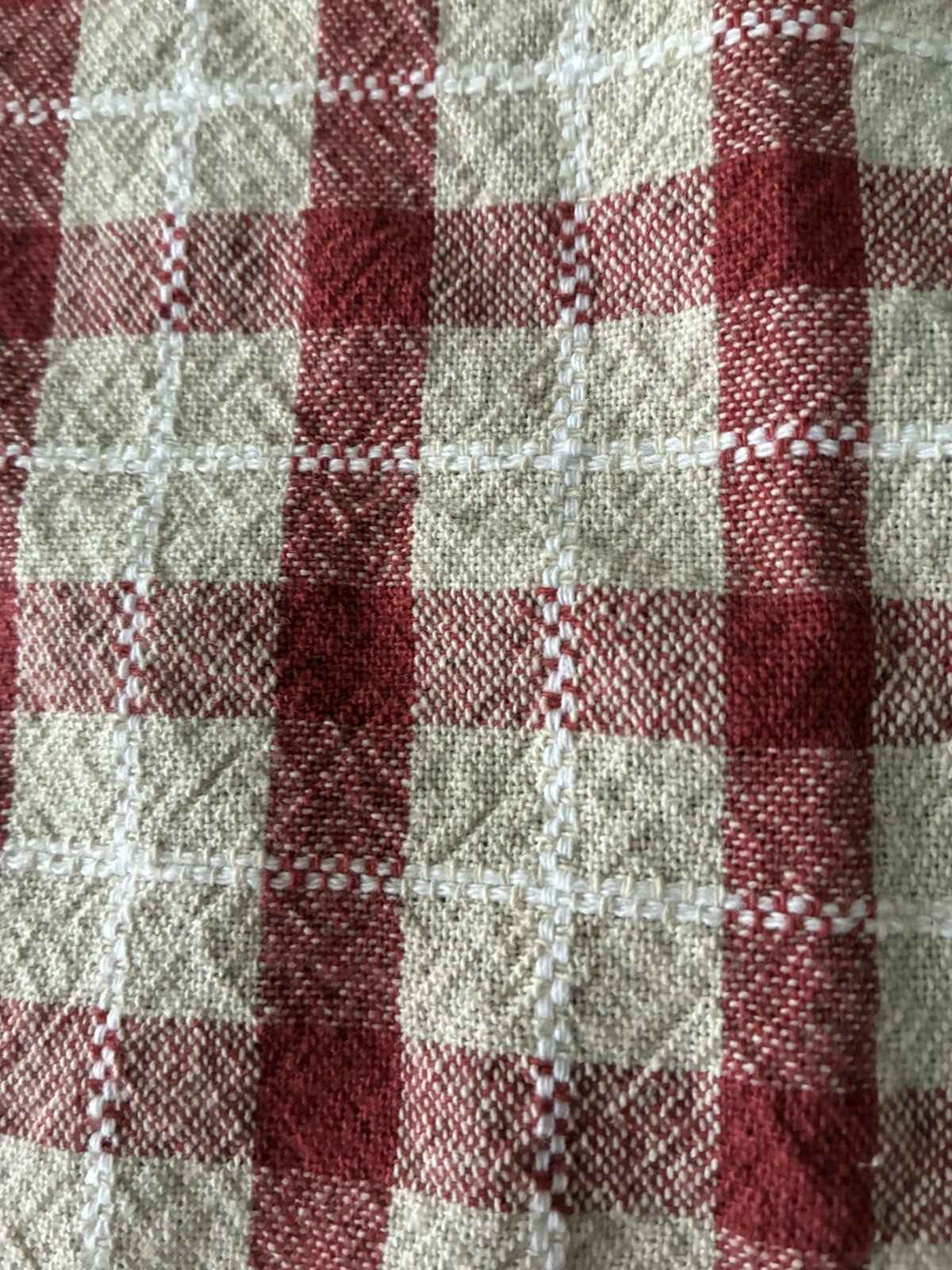 Red White Tan Plaid:Check 100 % Cotton Curtain Valance Cottage Rustic gallery
