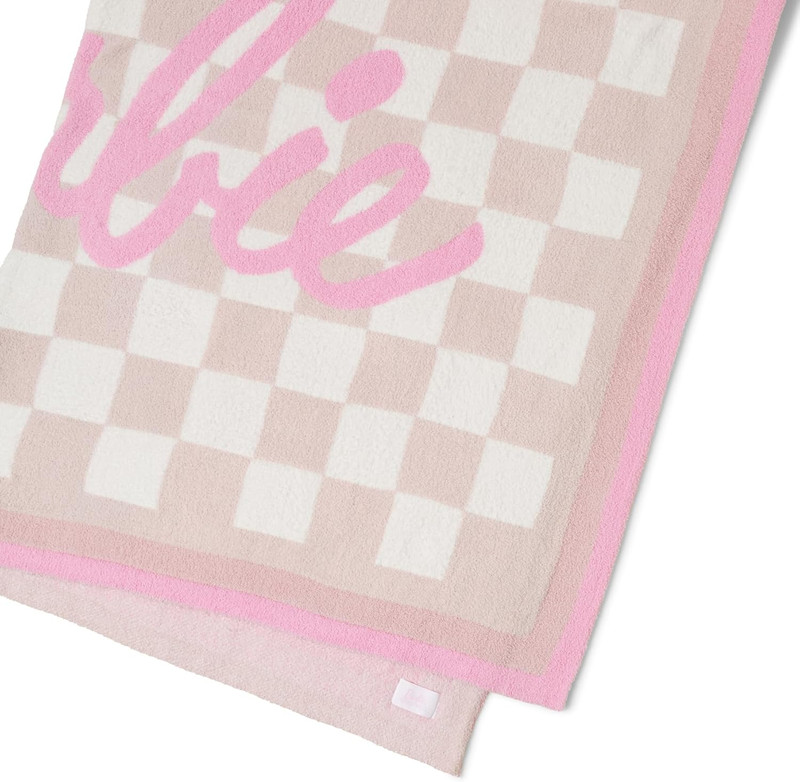Cozychic Barbie Checkered Throw Blanket - Pink Multi, 54" x 72 gallery
