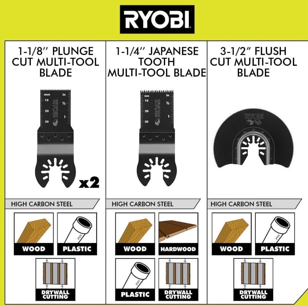 RYOBI 4-Piece Wood Oscillating Multi-Tool Blade Set A24401 gallery