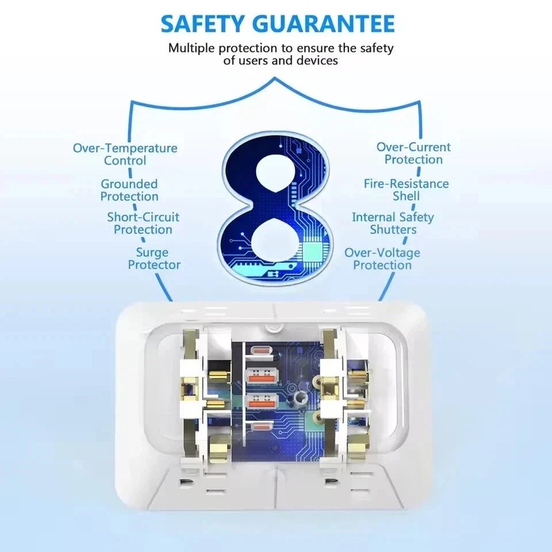 6 Outlet Extender Surge Protector Multi Plug Wall Adapter USB Charger Ports with gallery